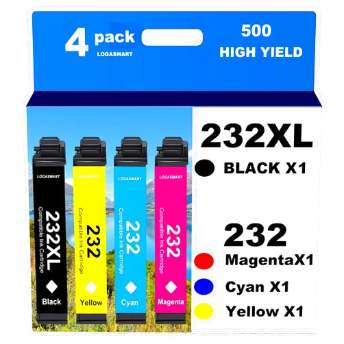 LOGASMART 232XL Remanufactured for Epson 232XL Ink Cartridges Combo Pack 232 XL T232 XL for Epson XP-4200 XP-4205 Epson Workforce WF-2930 WF-2950 Printer 4pack