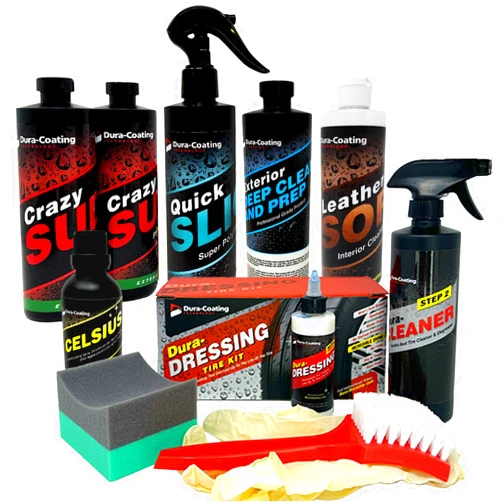 DURA-COATING TECHNOLOGY, Ultimate Car Detailing Kit- Includes a Dura-Dressing Single Vehicle Standard Car Detailing Kit and a Dura-Dressing Total Tire Kit for Vehicles - Car Cleaning Kit