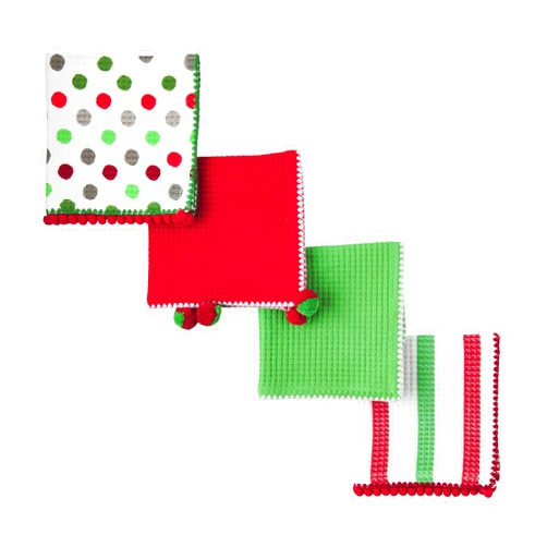 Mud Pie Christmas Waffle Towel Set, Dot