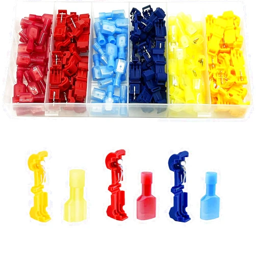 HAOBO 120PCS T-Tap Wire Connectors Kit, Electrical connectors, T-Tap Self-Stripping with Nylon Fully Insulated Male Quick Disconnects Kit, Wire Splice connectors for Automotive Wire Tap