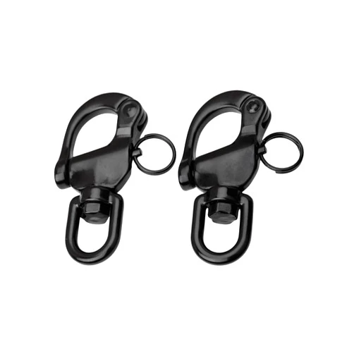 NRC&XRC Pair of Swivel Eye Snap Shackle Quick Release Bail Rigging Sailing Boat Marine Stainless Steel Clip-Black