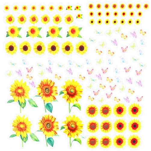 Vin Beauty 120 Pcs Sunflower Daisy Wall Decals Butterfly Waterproof Sunflower Wall Stickers Flower Butterfly Mural Sticker Decorations for Bedroom, Kitchen, Bathroom, Living Room
