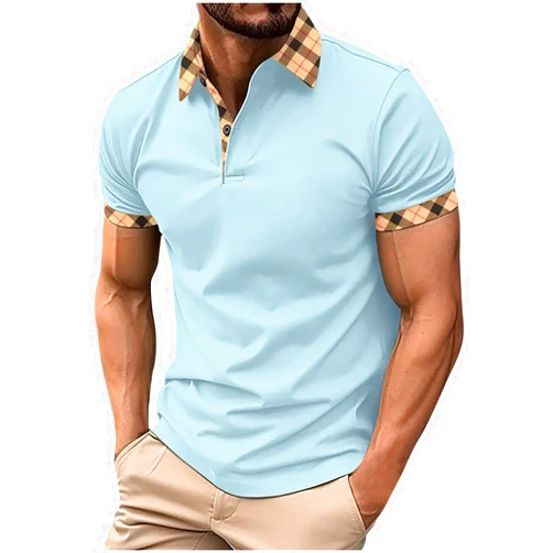 Muscularfit Polo T Shirts for Men Big and Tall Short Sleeve 1/4 Zipper Henley Shirt Casual Loose Print Graphic Tee Shirt 2024