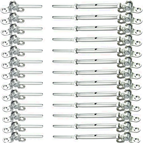 Challcrea Cable Railing Hardware, 30 Pairs Stainless Steel Cable Railing Kit, for 1/8 Cable Railing System, T316 Marine Grade, 180° Angle Adjustable