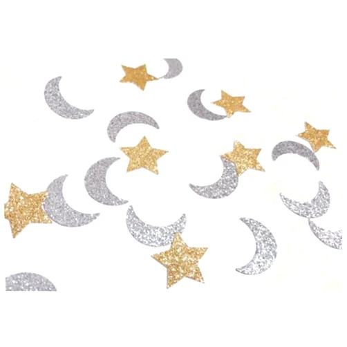 ZSTOWY Shiningwise 200pcs of Double-Side Gold Glitter Star and Glitter Silver Moon Confetti Wedding Bithday Parties Bridal Shower Confetti Baby Shower Decorations Table Scatters Setting