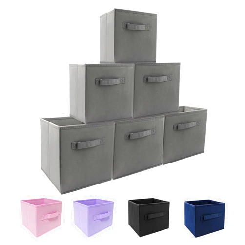 EBIGIC storage bins collapsible storage bins,cube storage organizer (Pack of 6) 9 * 7.5 * 7.5inch,For home and office Collapsible Closet Shelf Organizers, Drawer Organizers (Grey)