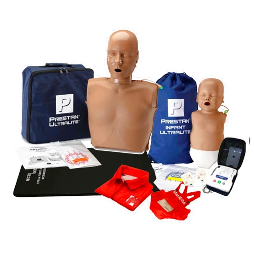MCR Medical Prestan Ultralite CPR Manikin Bundle (1 Adult, 1 Infant), Dark Tone with AED UltraTrainer (Single) & MCR Accessories