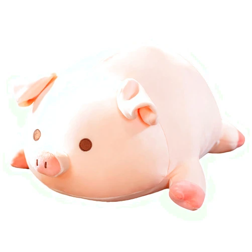 CHDGIOHA Pig Stuffed Animal Plush Pillow - 15.7'' Cute Kawaii Pink Pig Hugging Pillow, Soft Cuddle Plush Toy, Adorable Birthday Gift for Girls and Girlfriend (Round Eyes, 15.7in)