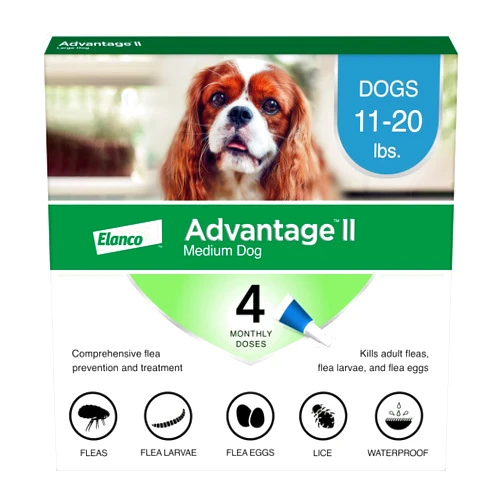 Advantage II Medium Dog Vet-Recommended Flea Treatment & Prevention | Dogs 11-20 lbs. | 4-Month Supply