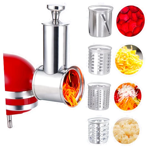KINGEAGLE Large Stainless Steel Slicer Shredder Attachment for KitchenAid Mixers,Dishwasher Safe Vegetable Cheese Grater Accessories with 4 Cutting Blades by KINGEAGLE