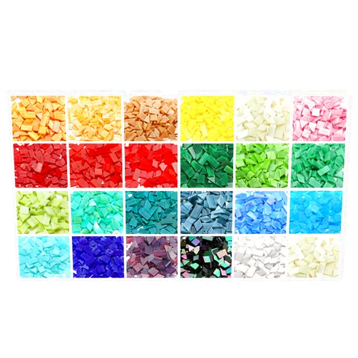 Lanyani A Wide Range of Color selections Glass Mosaic Tiles Pieces for Art Crafts,4 Shapes Mixed Colorful Glass Tiles Tiffany Stained Glass Pieces Tile,200 Pieces, Orange-Red by Lanyani