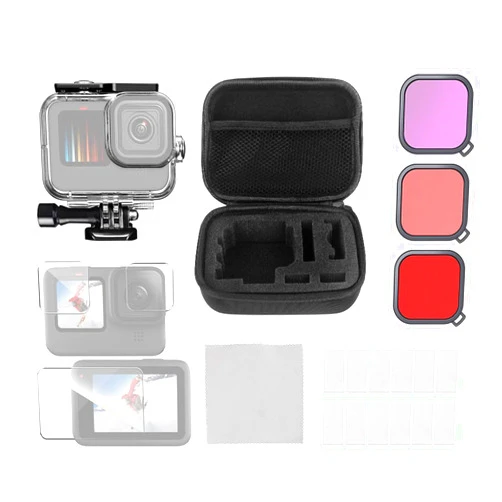 Andoer Action Camera Waterproof Case 35M Underwater Protective Case with Storage Box Tempered Glass Lens Protector for GoPro Hero10 9 Surf Snorkel Deep Diving