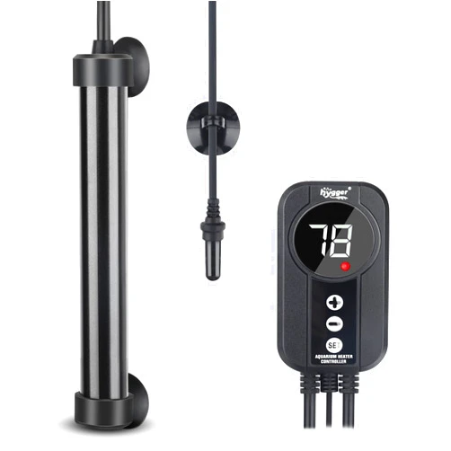 hygger Marine Aquarium Heater 50W 100W 200W 300W 500W,Titanium Heater with Temperature Calibration,Digital LED Controller,Temperature Probe,Submersible Fish Tank Heater for Saltwater Freshwater Tank