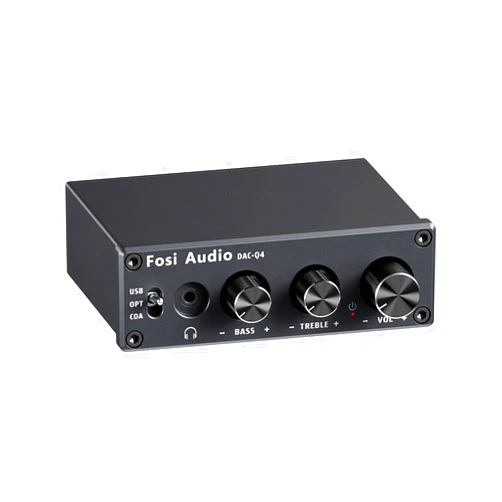Fosi Audio Q4 Desktop DAC Headphone Amp for PC Mini Stereo Headphone Amplifier Combo USB Optical Coaxial to RCA AUX Digital-to-Analog Audio Converter Adapter for Home Powered Speakers