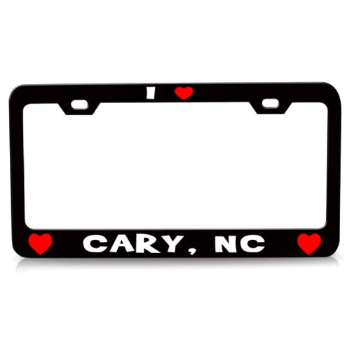 Custom Brother I Love Cary NC USA Canada Cities City Metal Car SUV Truck License Plate Frame Bl c12