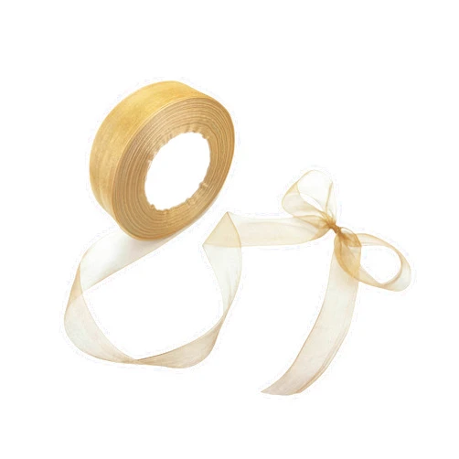 BEAUTOPE 1 Inch 50 Yards Sheer Organza Ribbon Chiffon Ribbon for Gift Wrapping Wedding Bouquet Crafts (Gold)