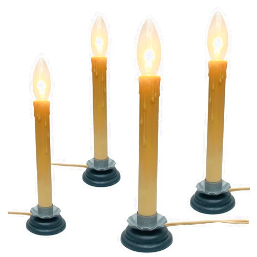 Pallerina 7 Inch Electric Window Candles, Christmas Window Candle Lights with Black Plum Iron Base, 7 Watt Electric Candlesticks with On/Off Switch,C26 Candle Light Bulbs Ivory- 4 Pack