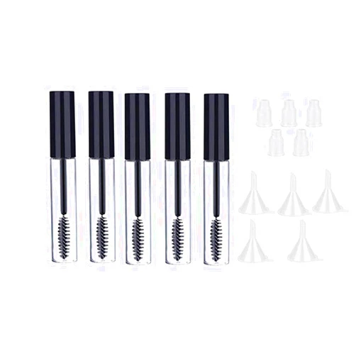 UQUABESO 5pcs 10ml Empty Mascara Tube with Eyelash Wand, Eyelash Cream Container Bottle with Funnels Transfer Pipettes