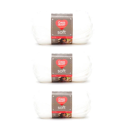 Red Heart Soft White Yarn - 3 Pack of 141g/5oz - Acrylic - 4 Medium (Worsted) - 256 Yards - Knitting/Crochet
