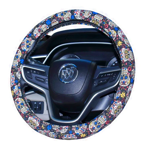 Mayco Bell Women's Cute New Flower Steering Wheel Cover (Sugar Skull Day of The Dead)