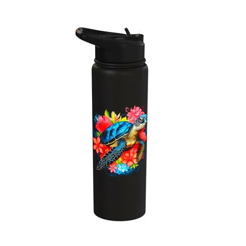 We Love Sea Turtles - Scuba Diving Apparel Co. Sea Turtle Hawaiian Flowers Hawaii Scuba Diving Diver Stainless Steel Insulated Water Bottle