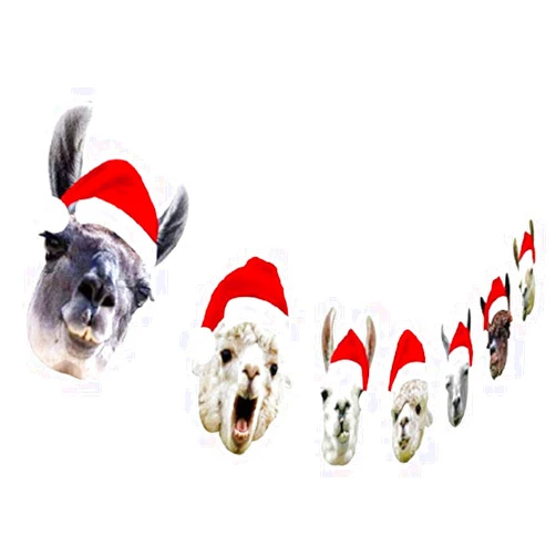 Silvima Llama Christmas Garland, Alpaca Face Christmas Hanging Decorations, Xmas Gift for Llama Lover