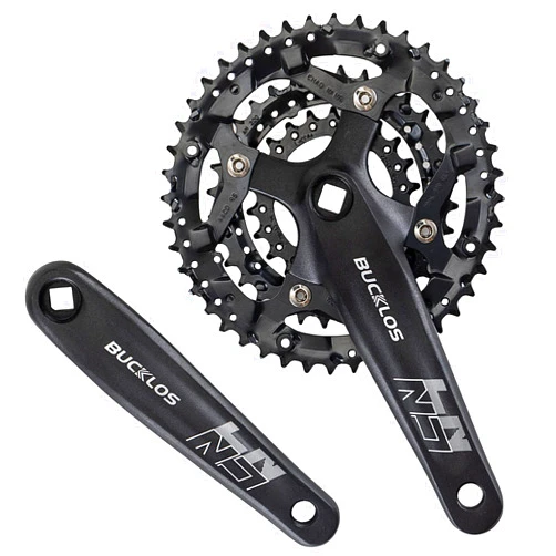 BUCKLOS Double/Triple 64/104 BCD Square Taper Bike Crankset - 2x/3x Mountian Bike MTB 170mm Bicycle Cranksets with 22/24/26/32/38/42/44T Chainring for 8/9/10 Speed