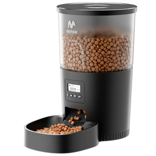 IMIPAW Automatic Cat Feeders, 3L Timed Cat Dry Food Dispenser, Dual Power Supply, Programmable Portion Size, 1-6 Meals Per Day, Auto Pet Feeder for Cats and Small Dogs