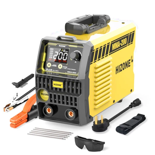 HIZONE 200A Stick Welder, [LCD Timekeeping Display] 110V/220V ARC/Lift TIG Welding Machine with Welding Rods, Portable IGBT Inverter Welder Hot Start, Arc force, Anti-Stick and VRD