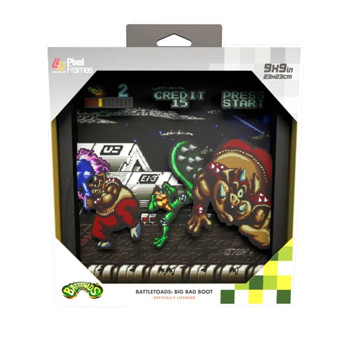 Level Up Labs Pixel Frames: Battletoads - Big Bad Boot - 3D Shadow Box - Framed Decor for Wall, Home, Shelf Display, Game Poster Art Collectibles, Boys Girls Teen Gaming Room Decoration