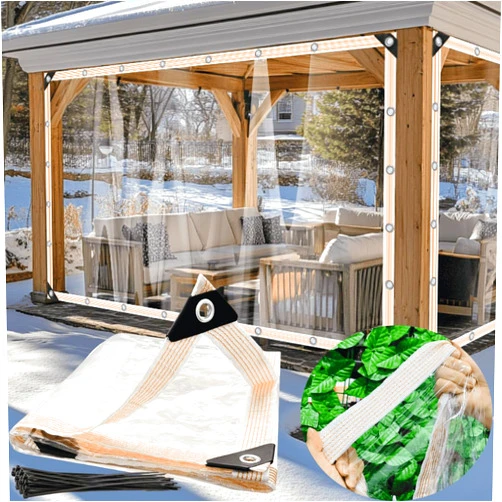 BeGrit Clear Tarp Heavy Duty 6.5x16.5 FT Clear Waterproof Tarps 12Mil Thick Anti-Tear PVC Vinyl Tarpaulin Enclosure with Grommets for Porch,Patio,Yard,Gazebo