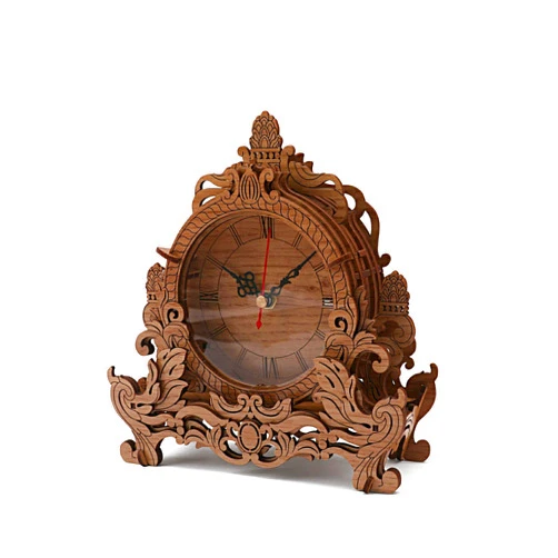 OWNONE 1 Wooden 3D Puzzle Clock Model Kit for Adults, DIY Desk Clock, Dark Wooden 3D Puzzles, Crafts Gifts for Kids Children