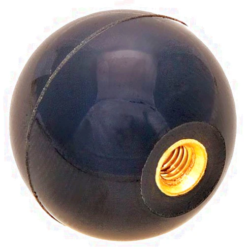DimcoGray Threaded Ball Knobs - 1 7/8 Dia, 1/2-13 Thread, Brass, Female Black Phenolic Plastic Ball Knob with Threaded Insert- Inch. Female Round Thread Machine Handle (1 Each)