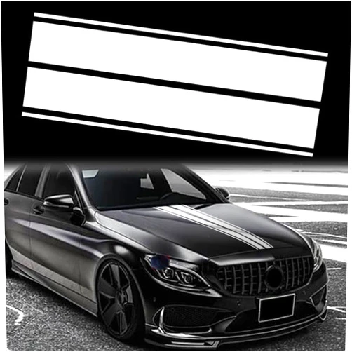Leasinder Car Hood Stripe Sticker Universal Auto Racing Stripes Body Side Decal Vinyl Stripe Sticker Accessories Modified Decoration for Car Vehicles (White, 60 * 7.7'')