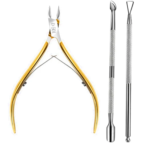 Teenitor Cuticle Nippers, Cuticle Pusher & Cuticle Peeler, Teenitor Manicure and Pedicure Cuticle Tools with Cuticle Cutter, Cuticle Pusher and Spoon Nail Cleaner Gel Nail Polish Nail Art Remover