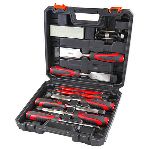 Wesleydrill 10-Piece Wood Chisel Set, Wood Carving Chisels with Honing Guide, Carpenter Pencils and Sharpening Stone, CR-V Steel (1/4