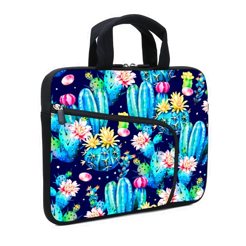 XMBFZ Laptop sleeve 14 15 15.4 15.6 Chromebook Case Ultrabook Case Notebook Sleeve PC Messenger Bag Tablet Case Neoprene Handle Sleeve for Men Women, Two Pockets (Cactus)