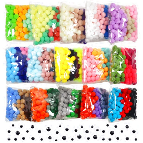 TOAOB THE ONE AND ONLY BABY TOAOB 1900pcs 1cm Assorted Pom Poms 45 Colors Fuzzy Pompoms Balls Art Supplies with 100pcs Wiggle Eyes for DIY Crafts Decorations