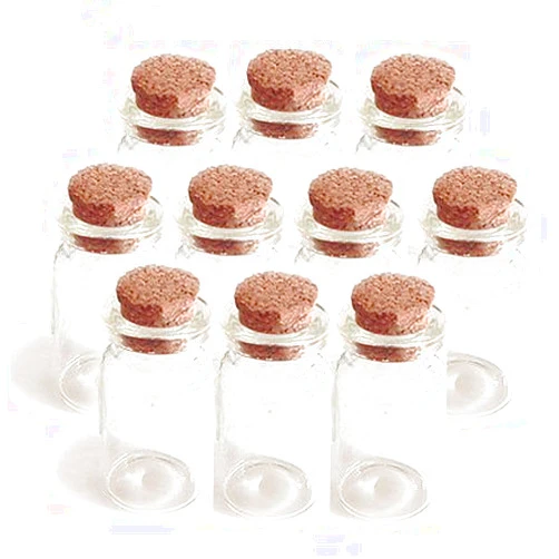 ECrafty.com Small Glass Mini Bottles with Cork Top 1.5 40mm 10pk Charms Favors Weddings by eCrafty.com