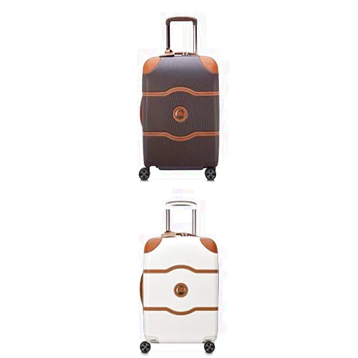 DELSEY PARIS 2 Piece Set Chatelet Air 2.0 Hardside Luggage with Spinner Wheels, Chocolate Brown, Carry-on 21 Inch and Angora, Carry-on 21 Inch