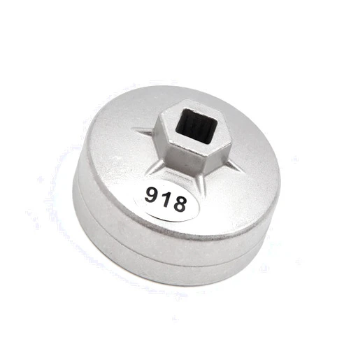 Motoforti Universal Oil Filter Cap Wrench Socket Removal Tool, 74mm Inner Dia, 15 Flute, 918 Aluminum Alloy, Silver Tone