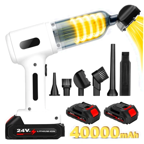 Runful 4000 mAh Battery High Power Car Vacuum Cleaner, 25000PA Powerful Car Vacuum Blow and Suction 2 in 1, Best Cordless Car Vacuum,Handheld Heavy Duty Strong Car Vacuum for Car, Home