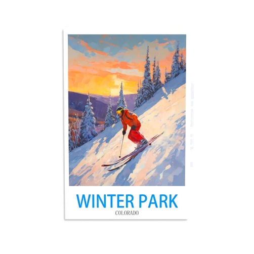 HeyBox Winter Park Colorado Vintage Travel Posters Ski 12x18inch(30x45cm) Canvas Prints Wall Art Paintings for Home Office Living Room Decor
