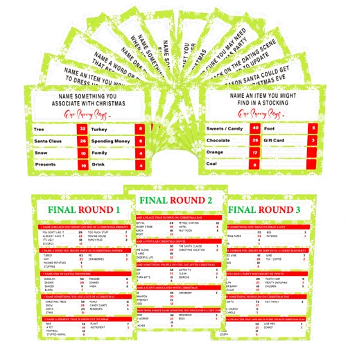 Xenseou Christmas Family Feud Game,Funny Christmas Party Games, Christmas Trivia Game, Family Feud Quiz Holiday Games for Groups SD-WF01