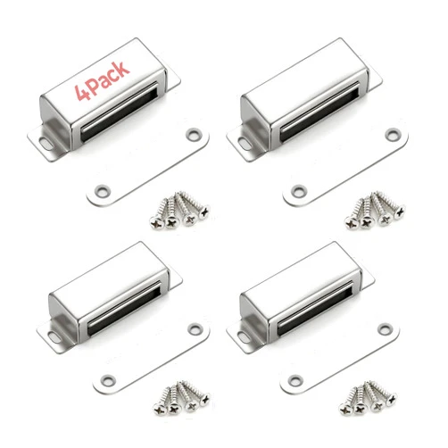 Ravinte Cabinet Door Magnets, 60lbs Strong Magnetic Door Catch, Heavy Duty Magnet Latch, Closet Door Magnetic Catch, Concealed Magnets for Cabinet Doors Cupboard Drawer Wardrobe Closet, 4 Pack Silver