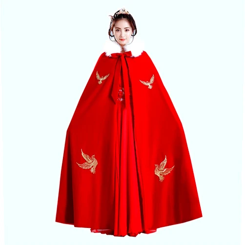 YANLINA Hanfu Red Hanfu Cloak Hanfu Shawl Coat Cape Chinese Traditional Costume for Cosplay,Carnival,Gift, Party (Color : Red, Size : 165)