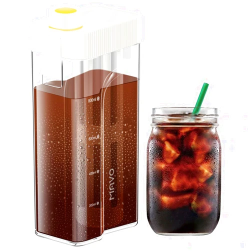 MAVOCOFFEE MAVO Cold Brew Coffee Maker, Iced Coffee Maker and Tea Brewer, 34 oz BPA Free Tritan Pitcher, 100% Leak-Proof, Compact, Durable, Easy to Clean Reusable Mesh Filter, White