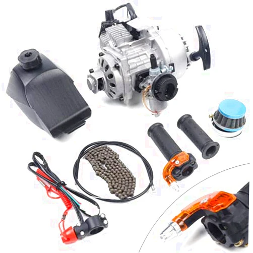 KinHall 49cc 2 Stroke Pull Start Engine Starter Motor, 2 Stroke Single Cylinder Gasoline Electric Bike Engine Scooter for Pocket Bike Mini Dirt Bike ATV Scooter