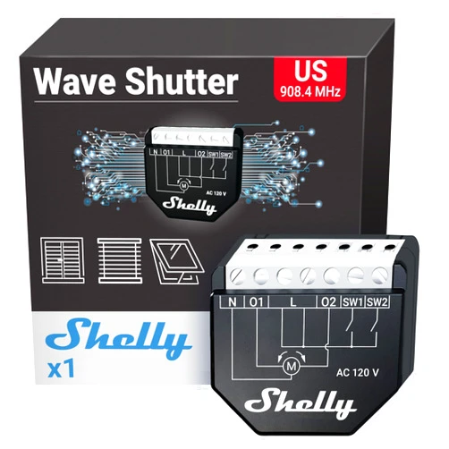 Shelly Wave Shutter US UL | Z-Wave Shutter Controller with Power Metering | Home Automation | Z-Wave Repeater | High Compatibility | Easy Installation | iOS Android App