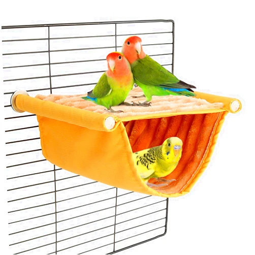BWOGUE Winter Warm Bird Nest Bed Hanging Hammock Snuggle Hut Parrot House Tent Toy Bird Cage Perch for Parakeet Budgies Cockatiels Lovebird Cockatoo Finch Hamster Chinchilla Guinea Pig(Medium, Yellow)
